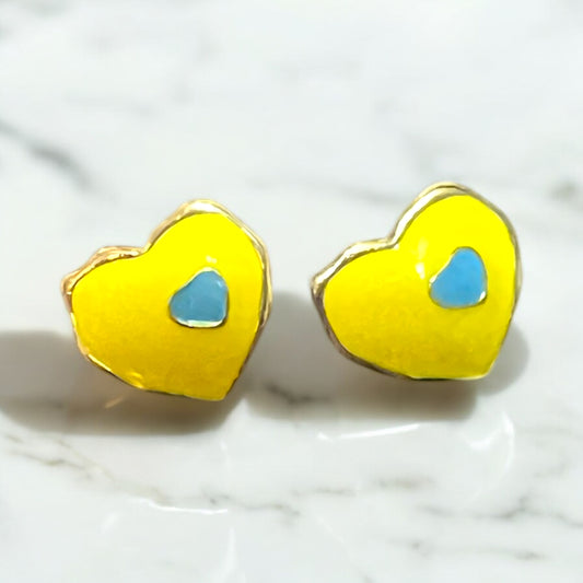 Aretes corazón amarillo