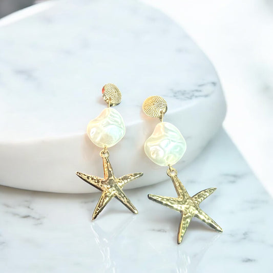 Aretes largos estrella de mar
