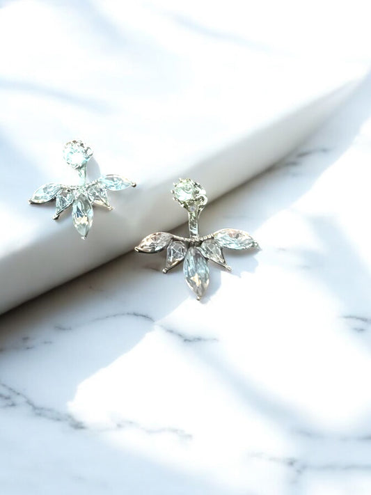 Aretes 2 partes brillos  plateado o dorado