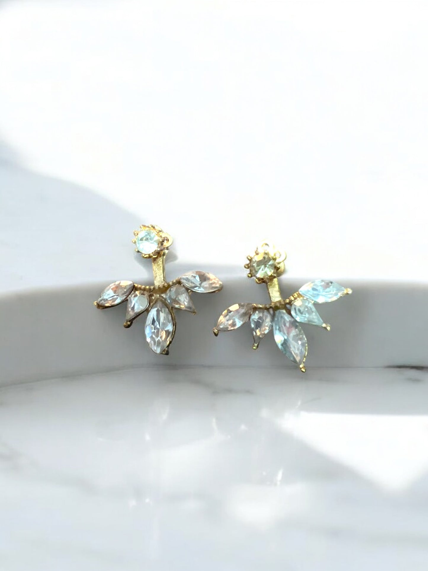 Aretes 2 partes brillos plateado o dorado
