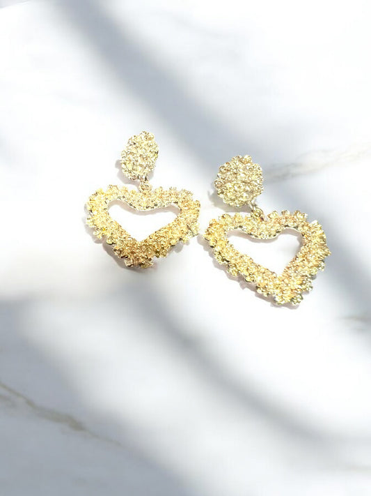 Aretes largos corazón Plateado / dorado