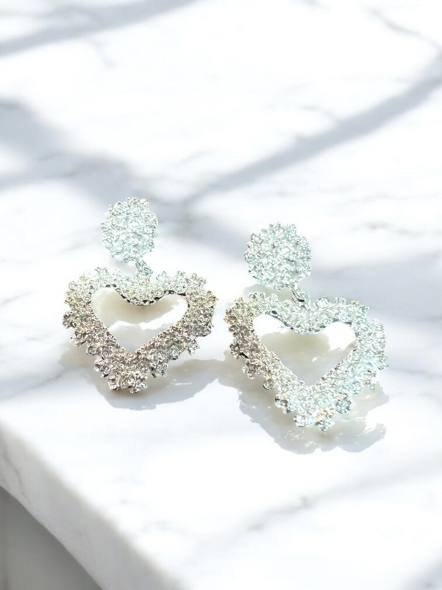 Aretes largos corazón Plateado / dorado