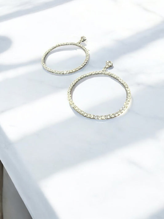 Aretes circulo brillos plateado