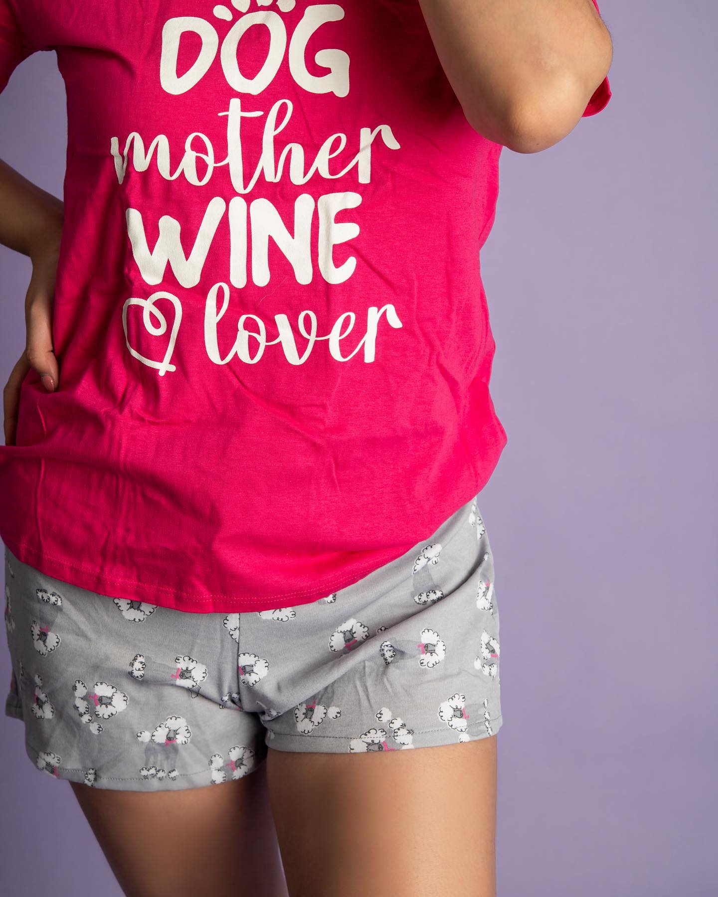 Pijama de short para mujer -Dog mother wine lover -