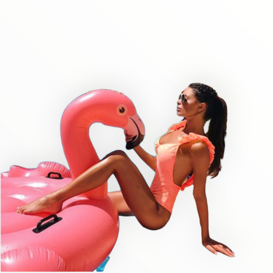 Traje de baño completo para dama olanes en tirantes