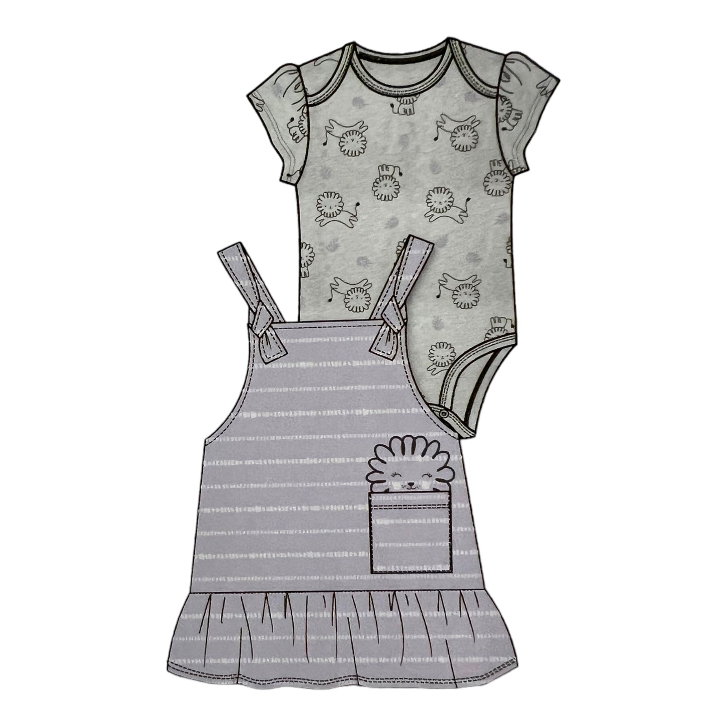 Conjunto de 2 piezas de Pañalero y Falda Pekkle