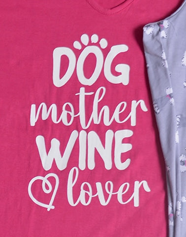 Pijama de short para mujer -Dog mother wine lover -