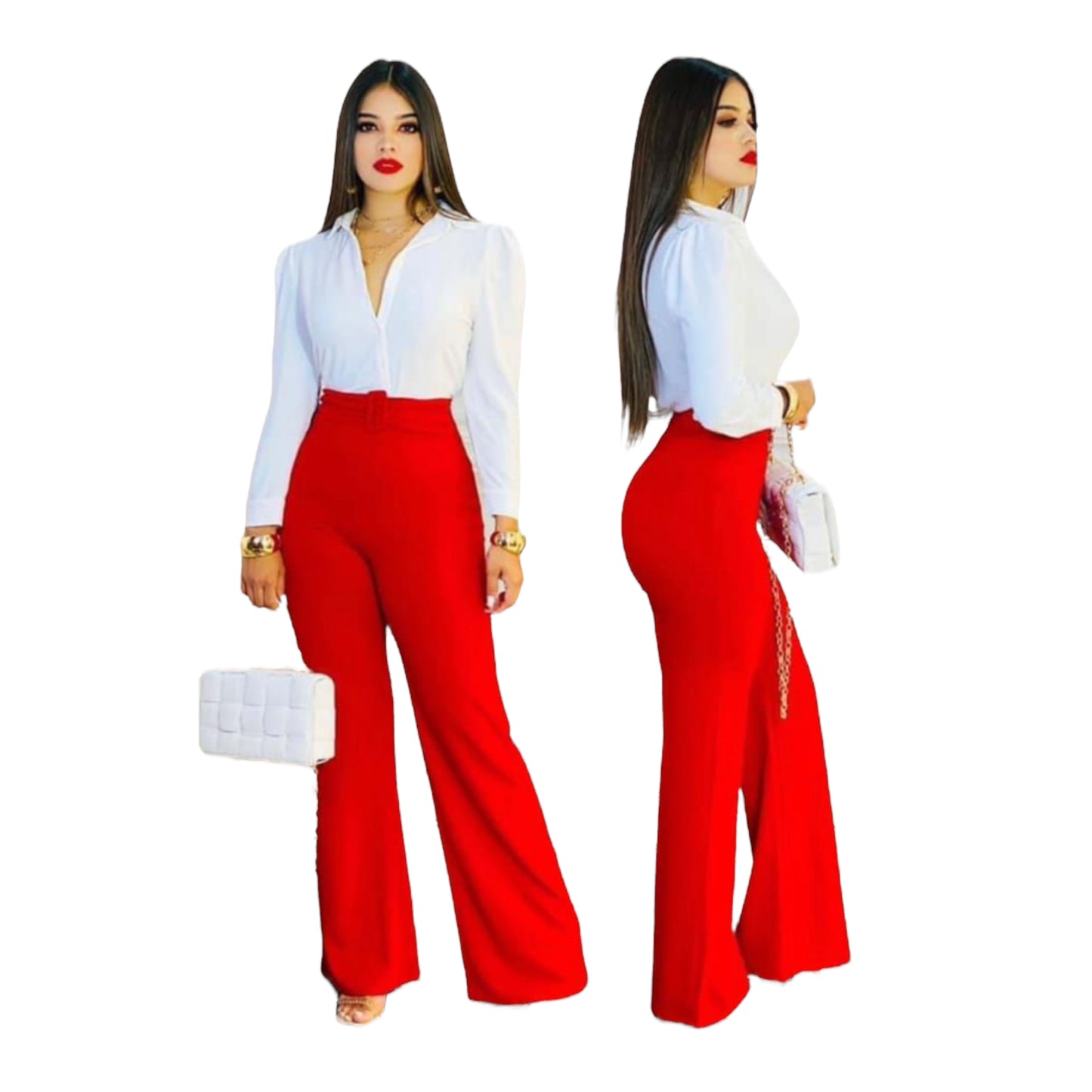 Pantalon campana para Dama con cinto