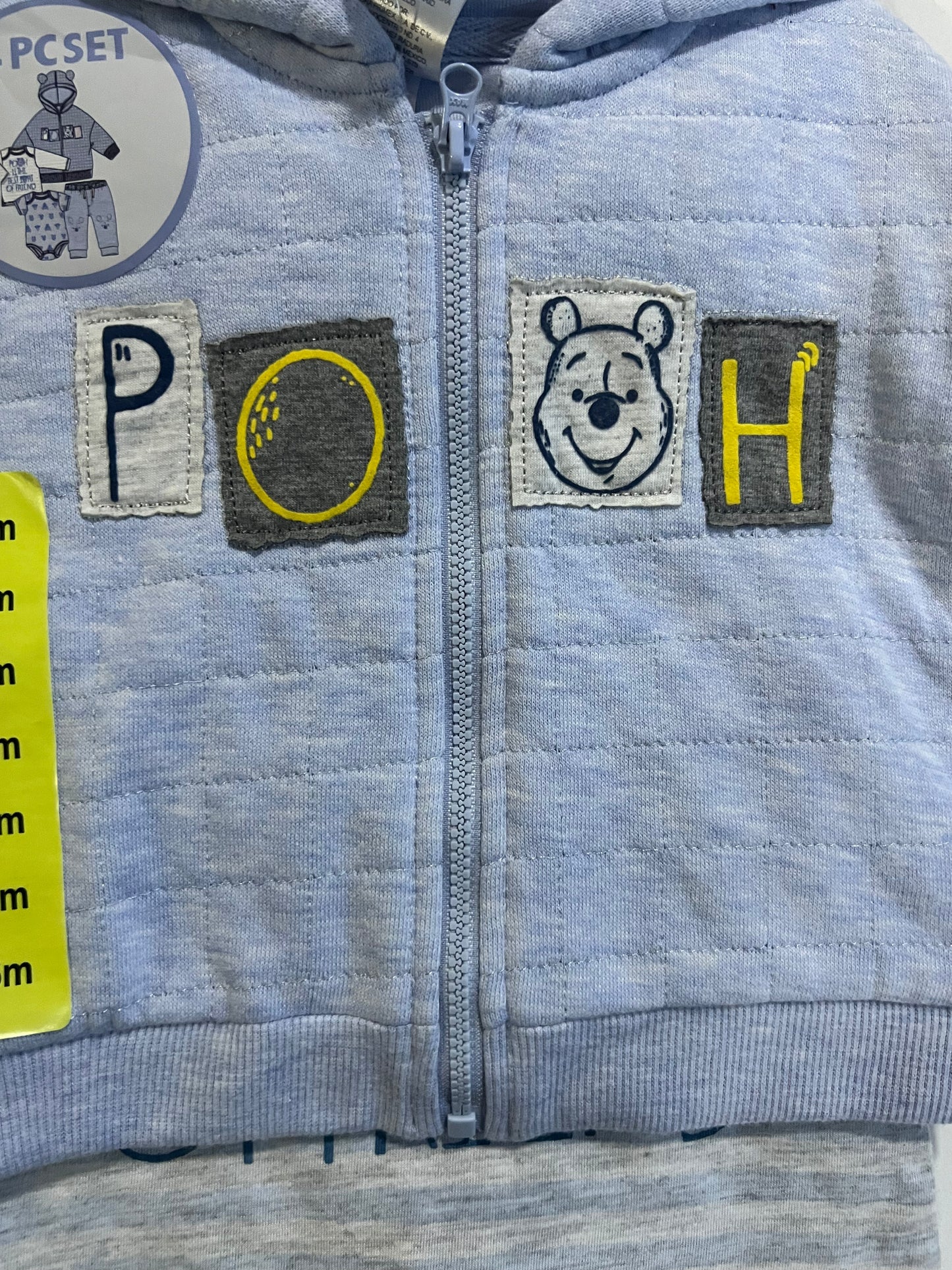 Set de 4 piezas de Pañalero, playera, pant y chamarra niño Pooh