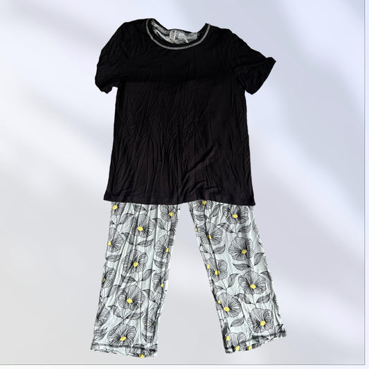 Pijama para mujer pantalon y blusa manga corta  black bow