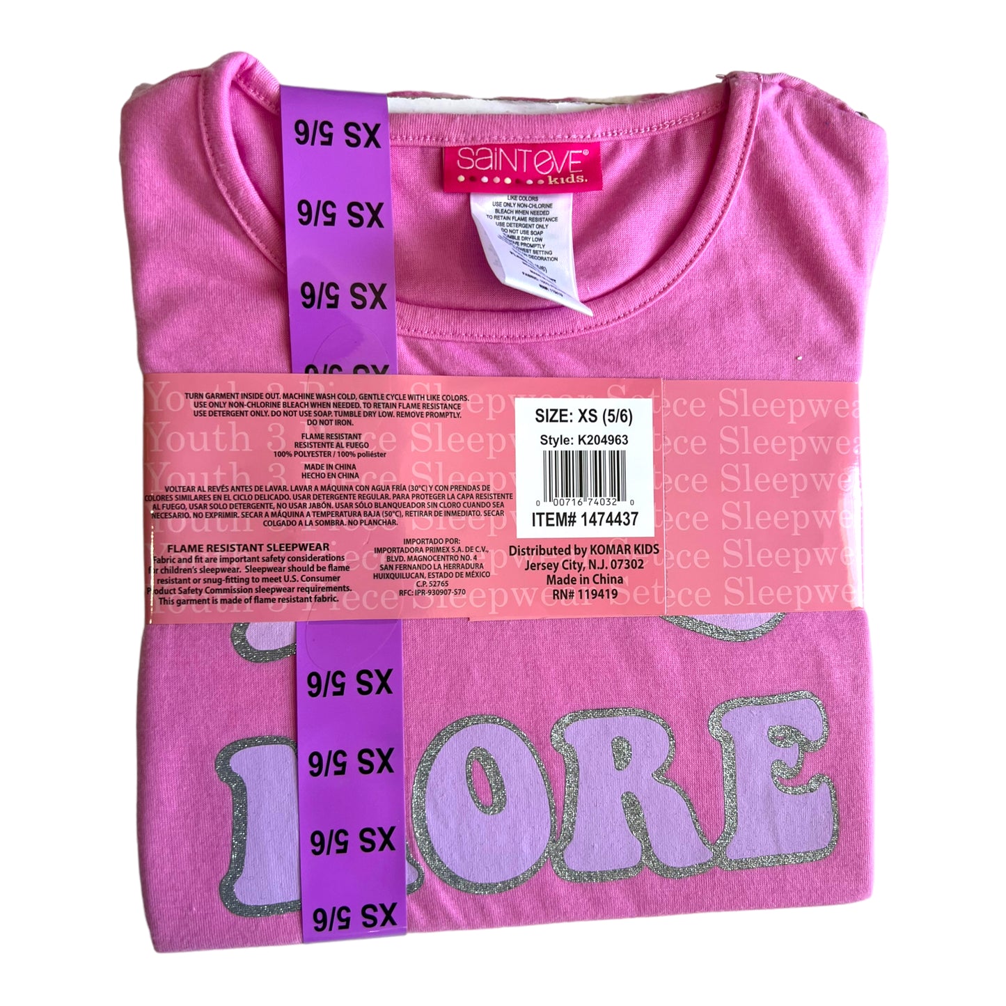 Set de Pijama niña 3 piezas Saint EVe