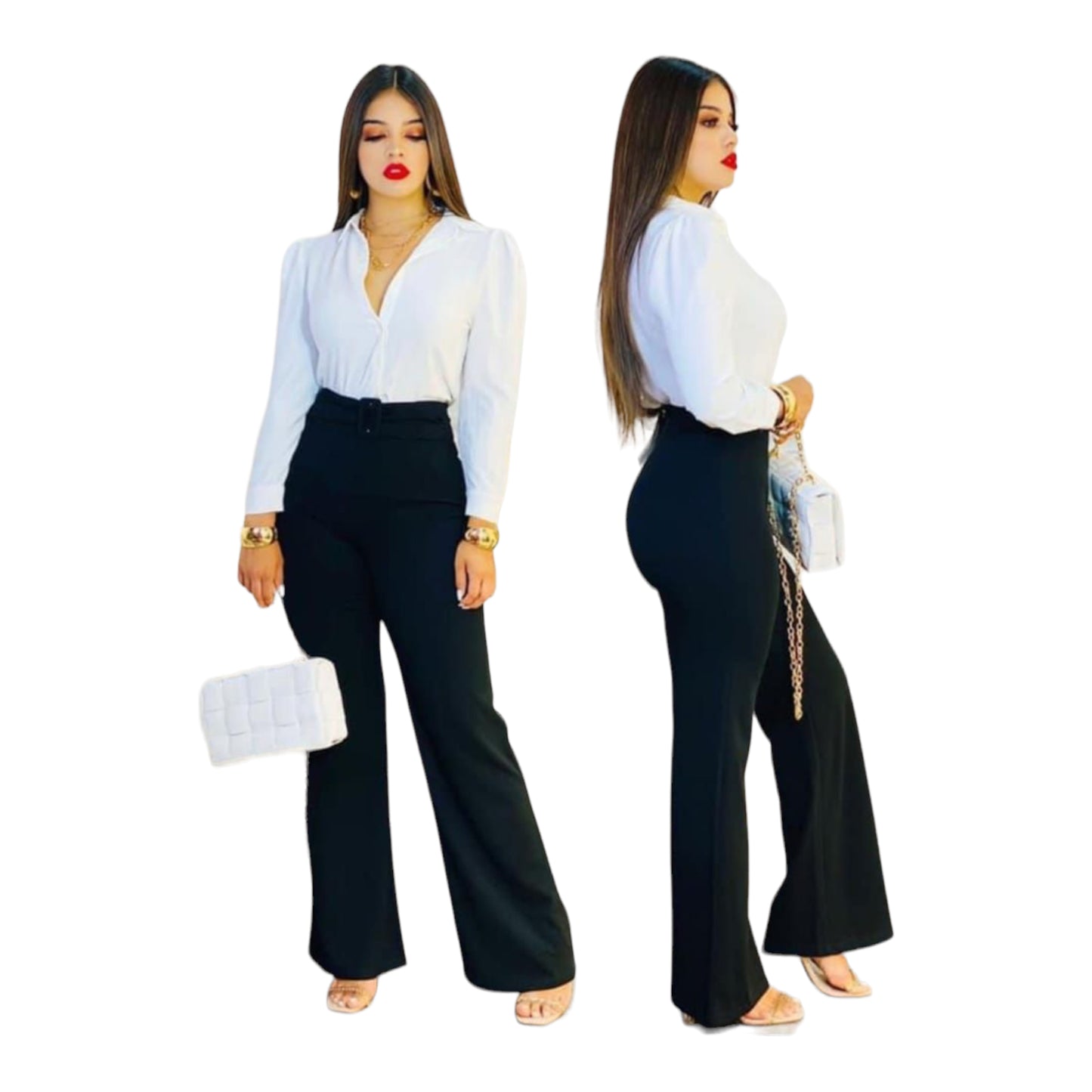 Pantalon campana para Dama con cinto