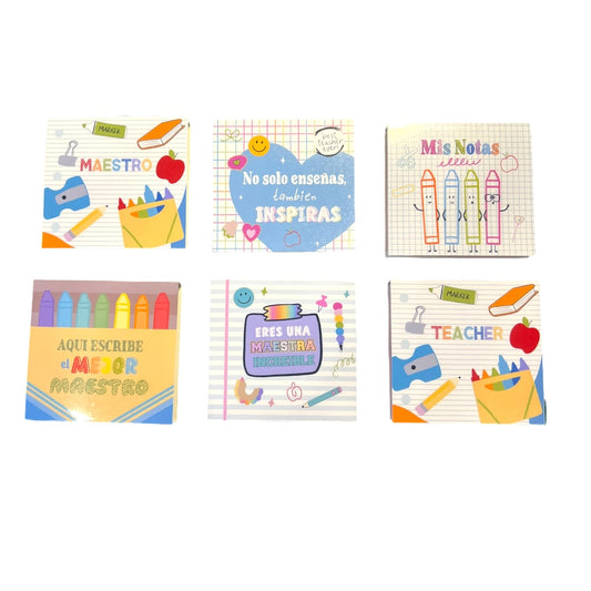 Pack de 6 Porta Pos-it dia del maestro (diseños variados)