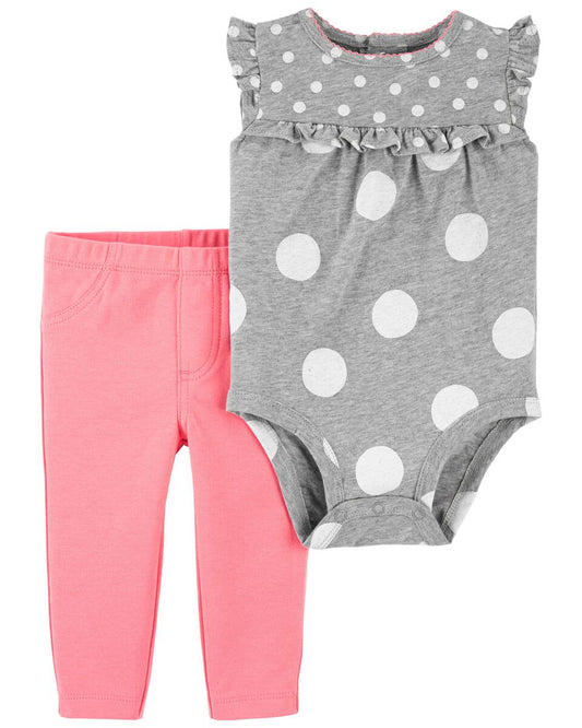 Conjunto de 2 piezas de Pañalero y pants niña Carter´s